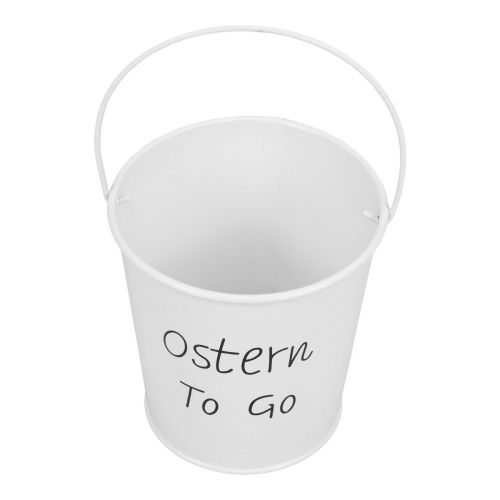 Artikel Übertopf Ostern Blumentopf Metall Eimer Weiß 10,5cm 3 St