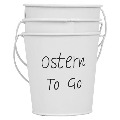 Artikel Übertopf Ostern Blumentopf Metall Eimer Weiß 10,5cm 3 St