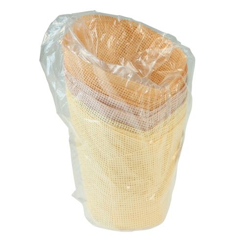 Artikel Übertopf Papier gewebt Vanille, Orange, Rosa Ø7cm H13cm 12 St