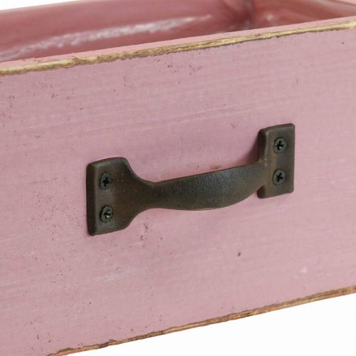 Floristik24 Übertopf Pflanzschublade Holz Pflanzkasten Rosa 25×13×9cm