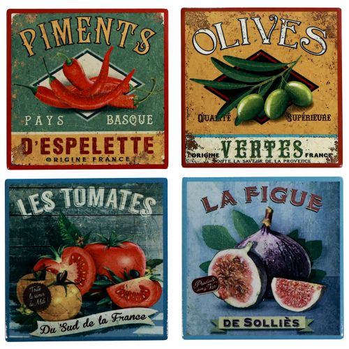 Floristik24 Untersetzer für Gläser Keramik Obst Gemüse 10×10cm 4St