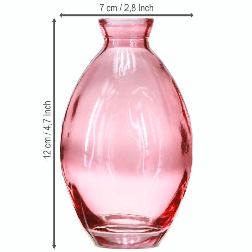 Artikel Vase Bauchig Minivasen Glas getönt Rosa Ø7cm H12cm 6 St