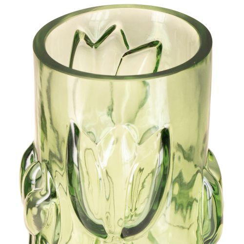 Artikel Vase aus Glas mit geprägtem Tulpendesign für harmonische Raumgestaltung 30cm