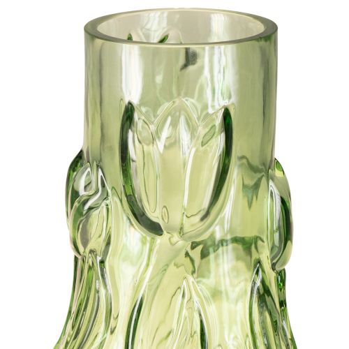 Artikel Vase aus Glas mit geprägtem Tulpendesign für harmonische Raumgestaltung 30cm