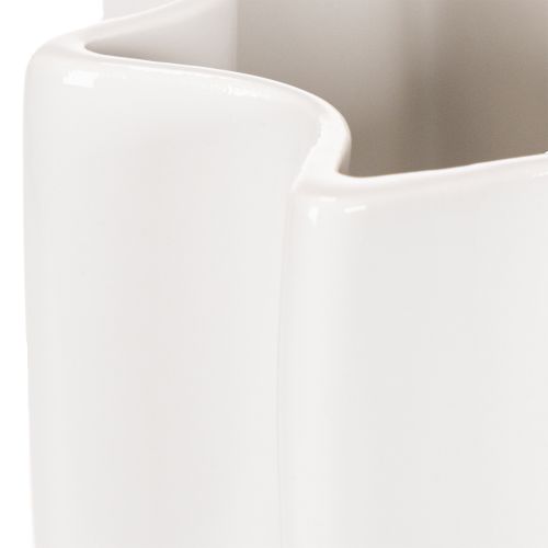 Weisse geriffelte Keramikvase 24cm für Trockenblumen | Floristik24.ch