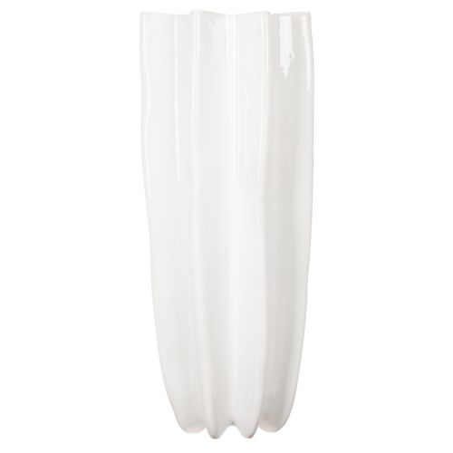 Geriffelte Blumenvase aus Keramik Weiss 38cm | Floristik24.ch