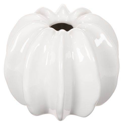 Kürbis-Keramikvase Weiss 15cm für Wohn- und Herbstdekoration