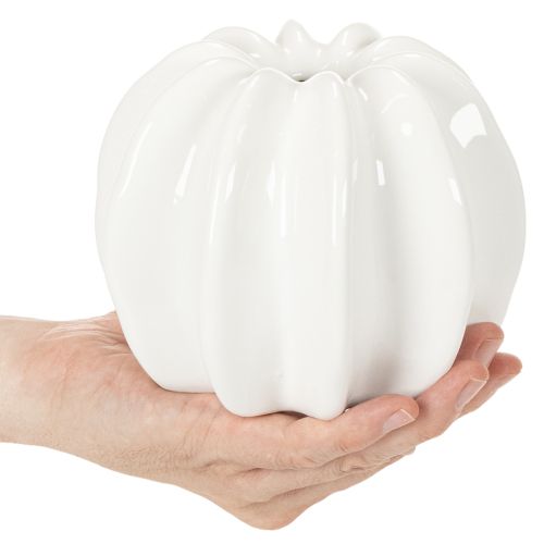 Kürbis-Keramikvase Weiss 15cm für Wohn- und Herbstdekoration | Floristik24.ch