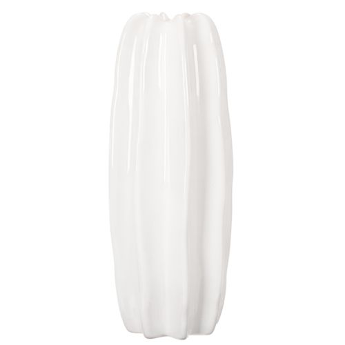 Weisse Keramikvase geriffelt 40 cm für Trockenblumen | Floristik24.ch