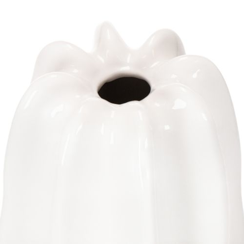 Weisse Keramikvase geriffelt 40 cm für Trockenblumen | Floristik24.ch