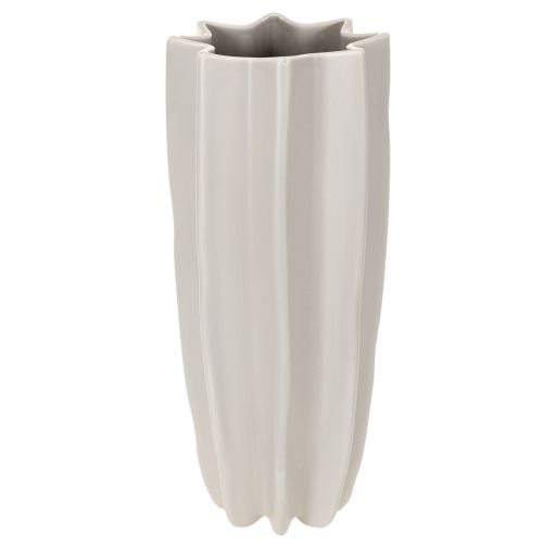 Hohe Keramikvase mit Rillenstruktur 38 cm mattgrau für Trockenblumen online kaufen | Floristik24.ch
