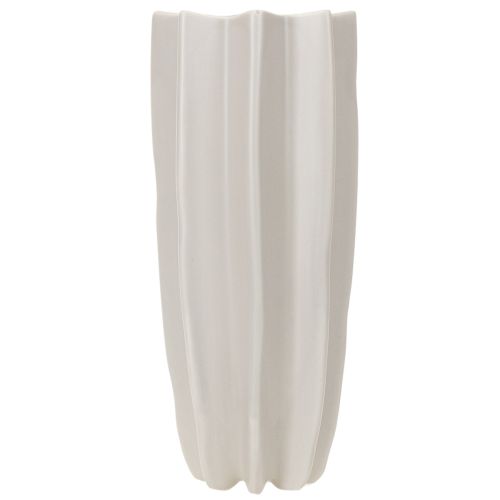 Hohe Keramikvase mit Rillenstruktur 38 cm mattgrau für Trockenblumen | Floristik24.ch