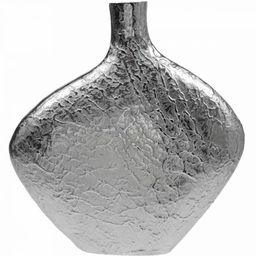 Artikel Deko Vase Metall Gehämmert Blumenvase Silber 33x8x36cm