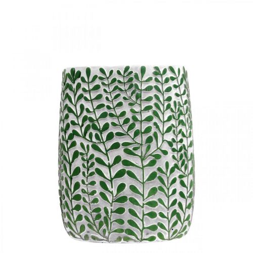 Artikel Blumenvase, Keramikdeko Beton-Optik, Vase mit Rankendekor Ø13cm H17cm