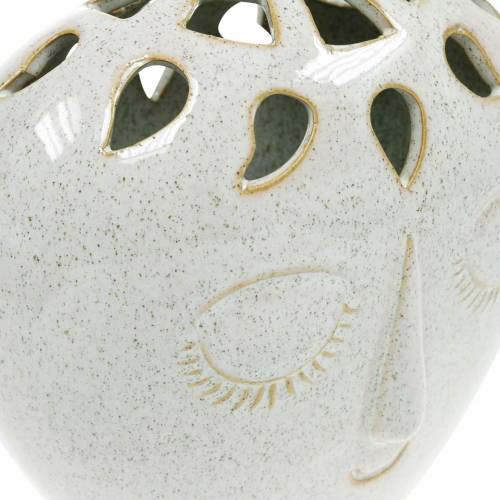 Floristik24 Vase mit Gesicht Creme, Beige H18cm Steingutoptik 1 St