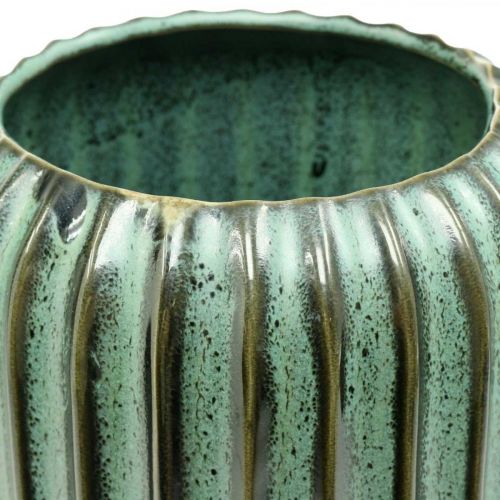 Floristik24 Deko-Vase, Blumenschmuck, Tischdeko, Vase aus Keramik geriffelt Grün, Braun Ø15cm H30,5cm