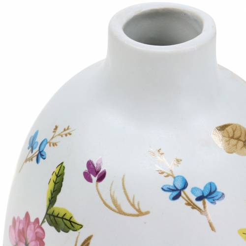 Floristik24 Deko Vase Weiß Geblümt Ø9cm H13,8cm