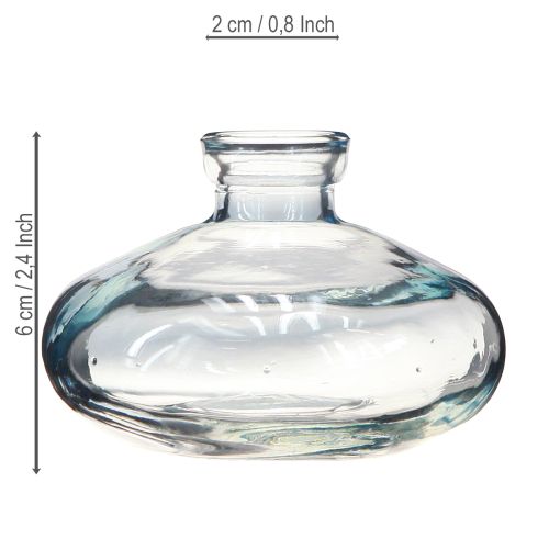 Artikel Vasen Bauchig Flach Glas Deko Vasen Blau Ø9cm H6cm 6 St