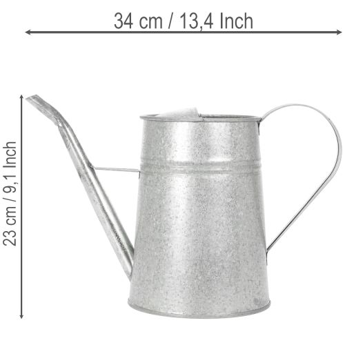 Verzinkte Gieskanne aus Metall, 1,7L, Höhe 23cm, Grau für Blumendekoration und Pflanzgefäss | Floristik24.ch