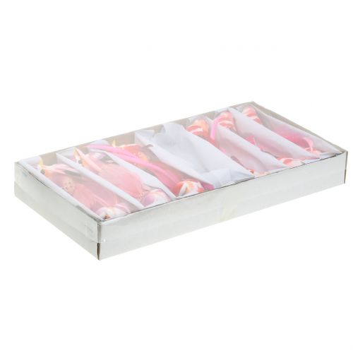 Floristik24 Vogel am Clip Pink, Rosa 15cm 12St