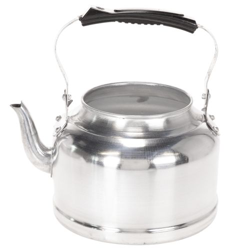 Teekanne aus verzinktem Metall Ø19cm H15cm mit Holzoptik-Griff – Übertopf für Vintage-Deko | Floristik24.ch