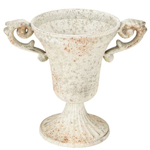 Floristik24 Vintage Deko Metall Pokal mit Henkel Shabby Chic H14,5cm