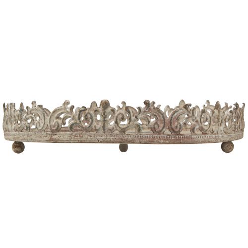 Floristik24 Vintage Deko Tablett rund mit Füßen Grau Ø30/35cm Set mit 2St