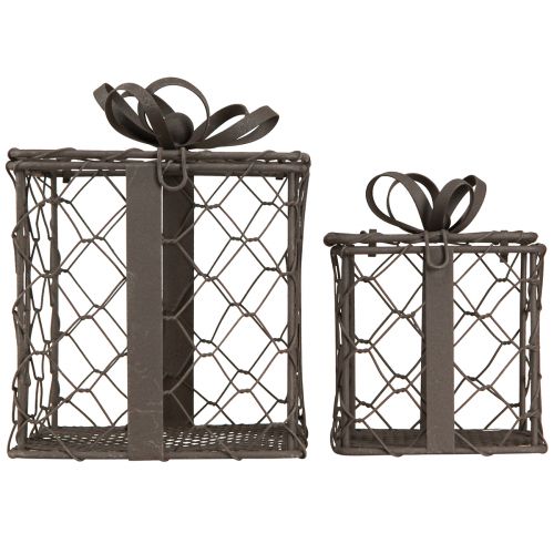 Artikel Vintage Drahtkorb Geschenk Metall Grau 10,5/7,5cm Set à 2St