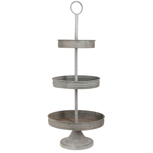 Vintage Etagere Metall Grau 3-stöckig Ø30,5cm H78cm