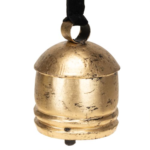 Floristik24 Vintage Glocke Gold mit schwarzem Samtband H15cm