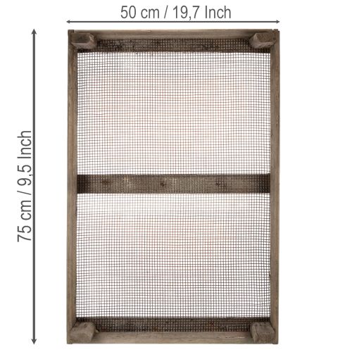 Artikel Vintage Holzkiste mit Maschendraht Landhausstil Zwiebelsieb Deko 75×50×14cm
