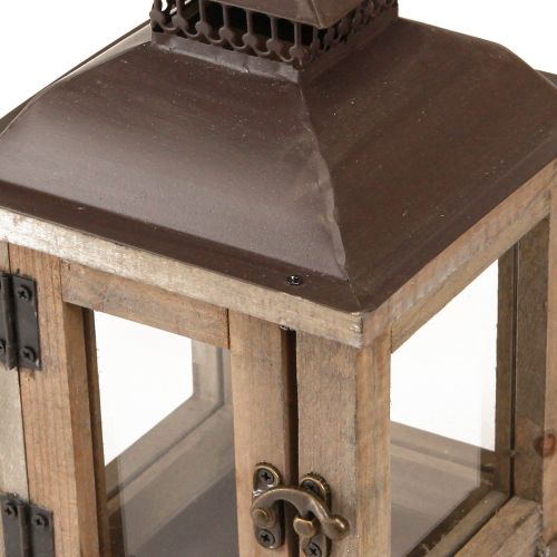 Floristik24 Vintage Laterne Dunkelbraun Holzlaterne 15×15cm H26cm