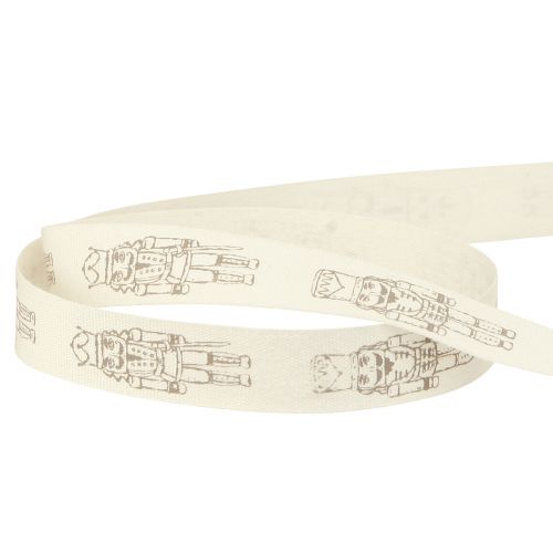 Floristik24 Vintage Nussknacker Dekoband in Creme für festliche Geschenkverpackung Breit 15mm Länge 20m