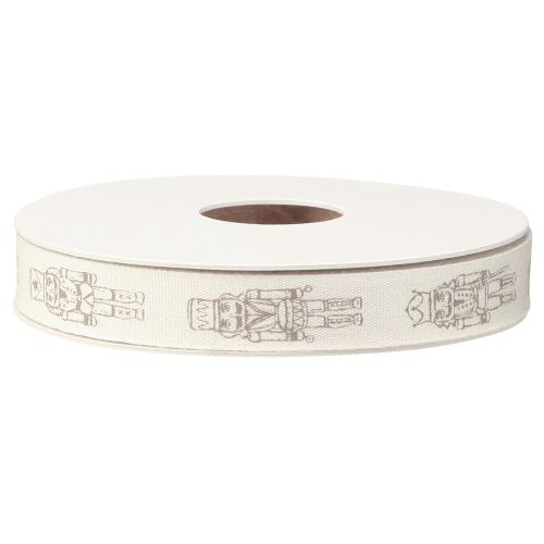 Floristik24 Vintage Nussknacker Dekoband in Creme für festliche Geschenkverpackung Breit 15mm Länge 20m