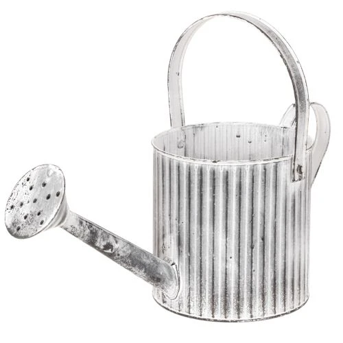 Vintage Pflanzkanne Ø17cm aus Metall, Weiss-Silber, Deko-Giesskanne für Innen- und Aussenbereich online kaufen | Floristik24.ch