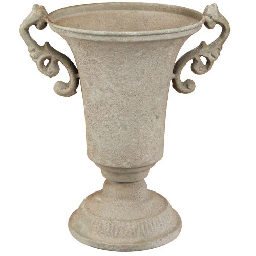 Floristik24 Vintage Antik Pokal Grau Metall Shabby Chic Dekoration H22,5cm