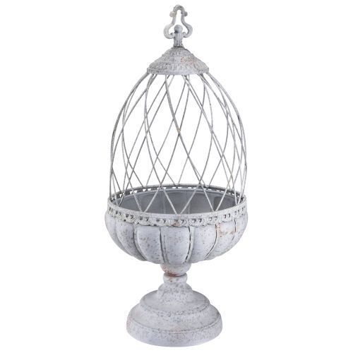 Floristik24 Vintage Pokalschale Metall Deko Vogelkäfig Grau 26×61cm