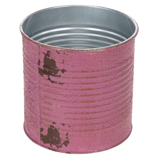 Metall-Übertopf Dekodose Ø11cm H10,5cm Lila-Braun mit Vintage-Motiv für Innen- und Aussendekoration | Floristik24.ch