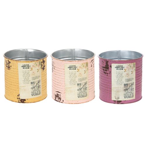 Artikel Blumentopf Dose Vintage Look mit Schriftzug zur Dekoration im Innenbereich 11cm 3St