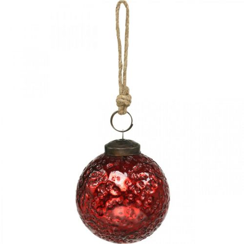 Floristik24 Vintage Weihnachtskugeln Glas Christbaumkugeln Rot Ø8cm 4St