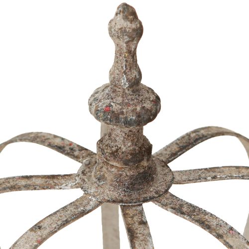 Floristik24 Vintage Windlicht Krone Metall mit Glas Grau Ø14cm H18,5cm