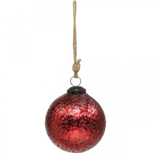 Floristik24 Vintage Weihnachtskugeln Glas Christbaumkugeln Rot Ø10cm 2St