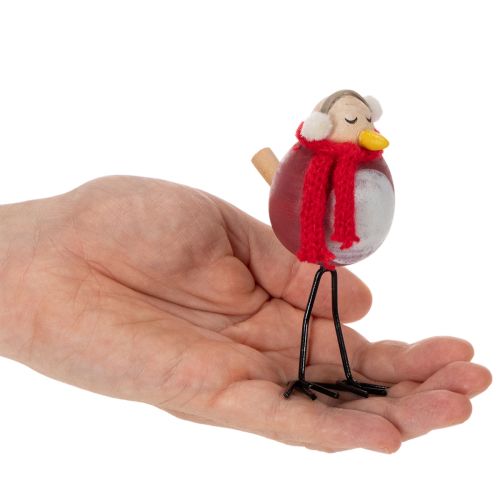 Deko-Vogel-Figuren Set Holz und Metall 11 cm Rot Weiss Schwarz Innenbereich 4 Stück | Floristik24.ch
