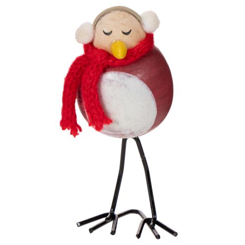 Deko-Vogel-Figuren Set Holz und Metall 11 cm Rot Weiss Schwarz Innenbereich 4 Stück | Floristik24.ch