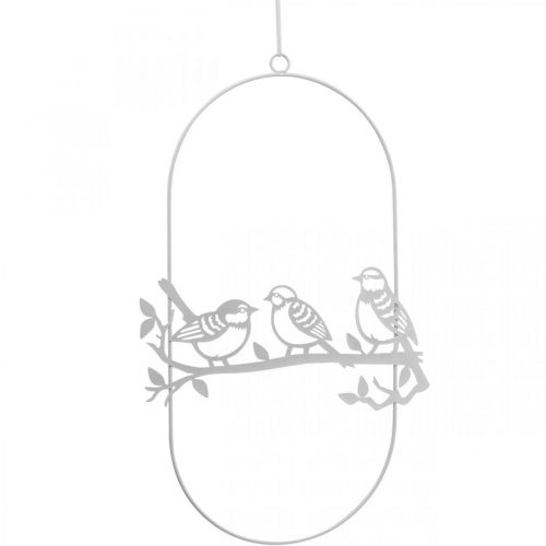 Vogel Deko Fensterdeko Frühling, Metall Weiß H37,5cm 2St
