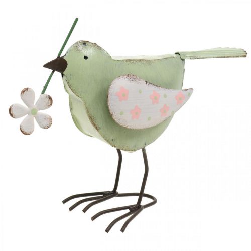Vogel mit Clip und Perle 17 cm Dekovogel Minze Grün I