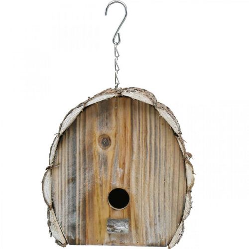 Deko-Nistkasten, Vogelhaus aus Holz, Gartendeko Natur, Weiß gewaschen H22cm B21cm