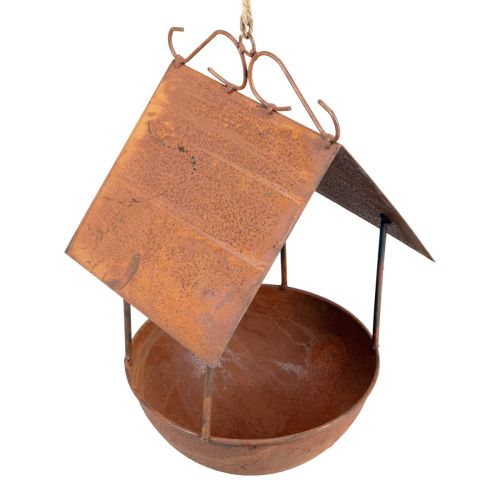 Floristik24 Deko Vogelhaus Vogelbad Edelrost Gartendeko 18,5×20×33cm