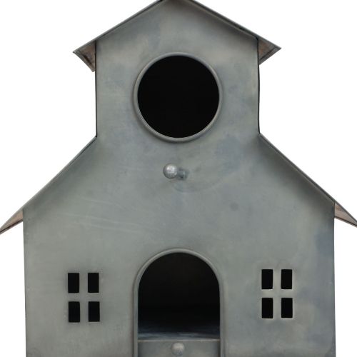Floristik24 Vogelhaus zum Aufhängen Metall Grau 2-stöckig 24x15x26cm