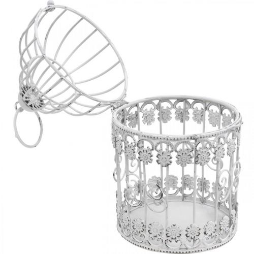 Floristik24 Deko Voliere Shabby Weiß Vogelkäfig Metalldeko Ø10cm H17cm
